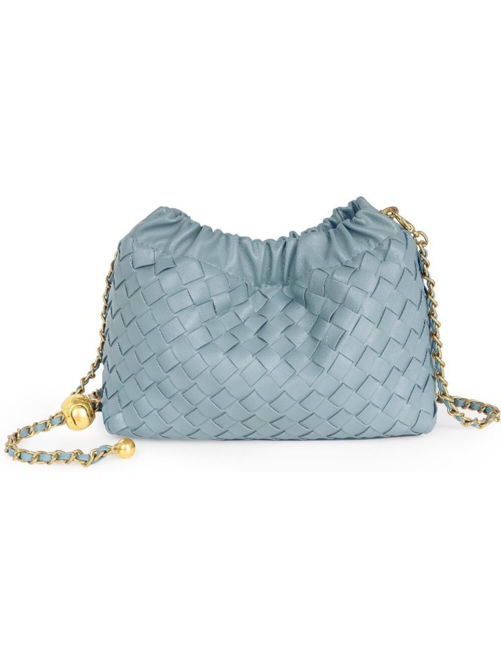 Women's Pastel Blue Vegan Leather Clutch Hobo Cloud Evening Crossbody Bag